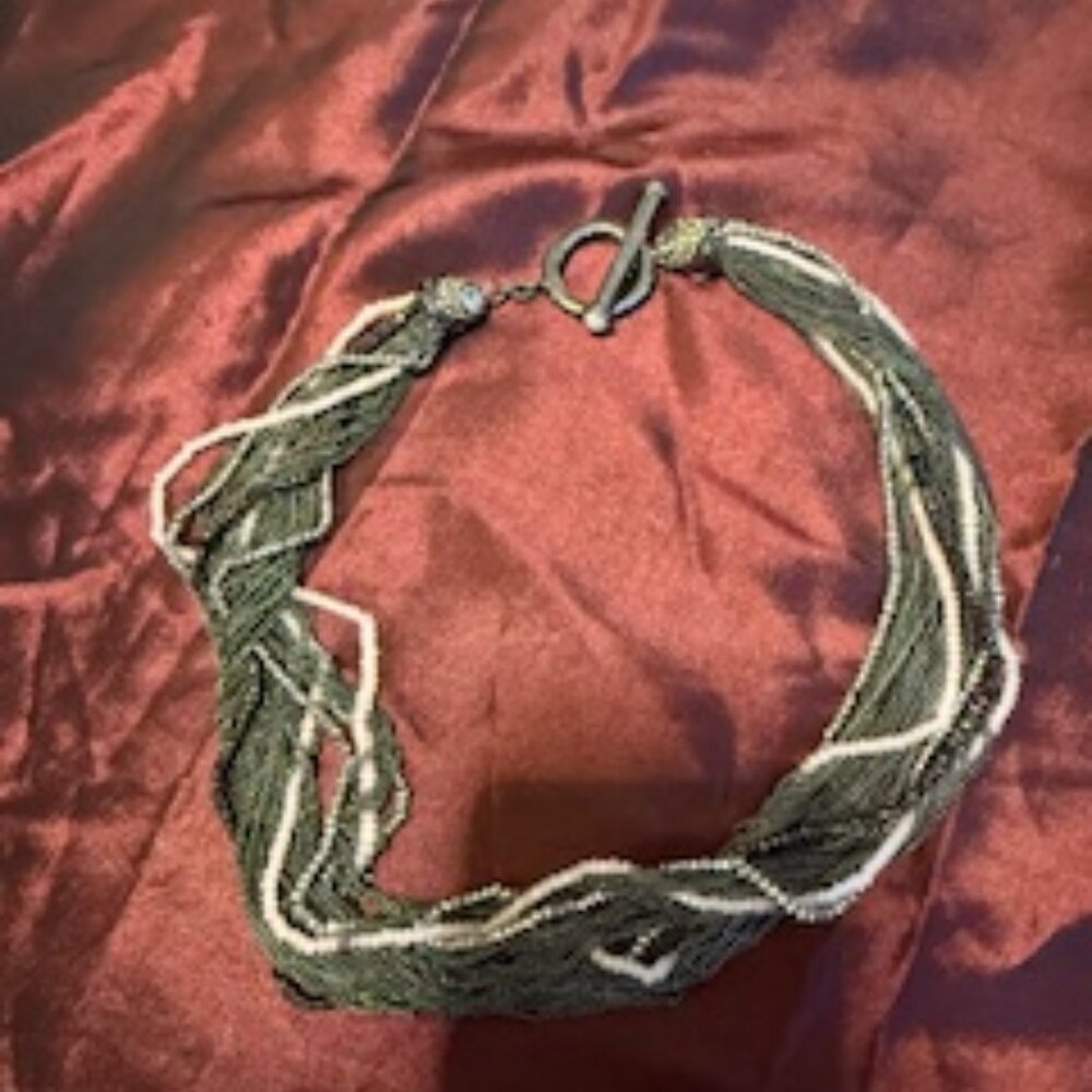 Dressy Bunched Fine Chain & Beaded Necklace